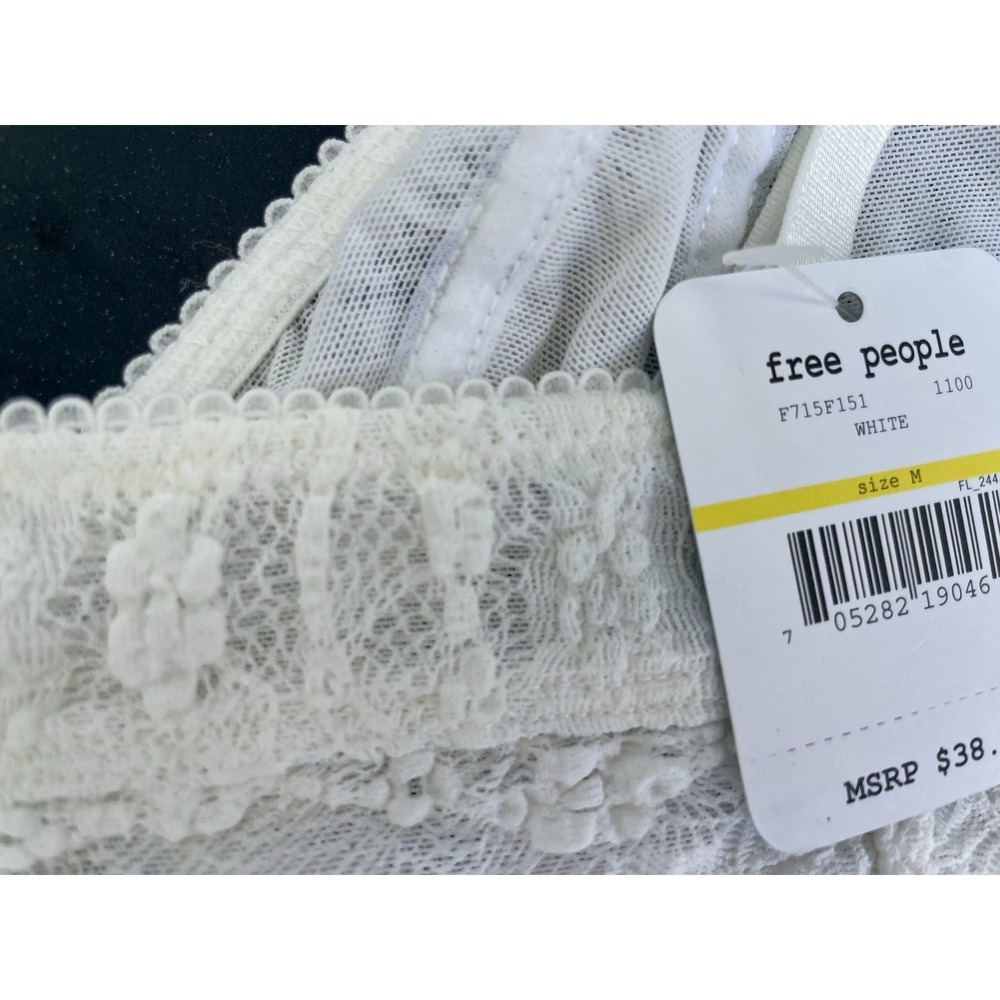 Free People Intimately White Lace Bralette V-Neck Longline Size M - Picture 5 of 7
